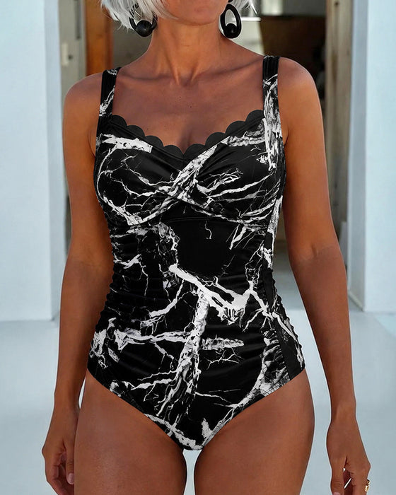 One-Piece Kamisol Marmor Trykk Fargeblokk