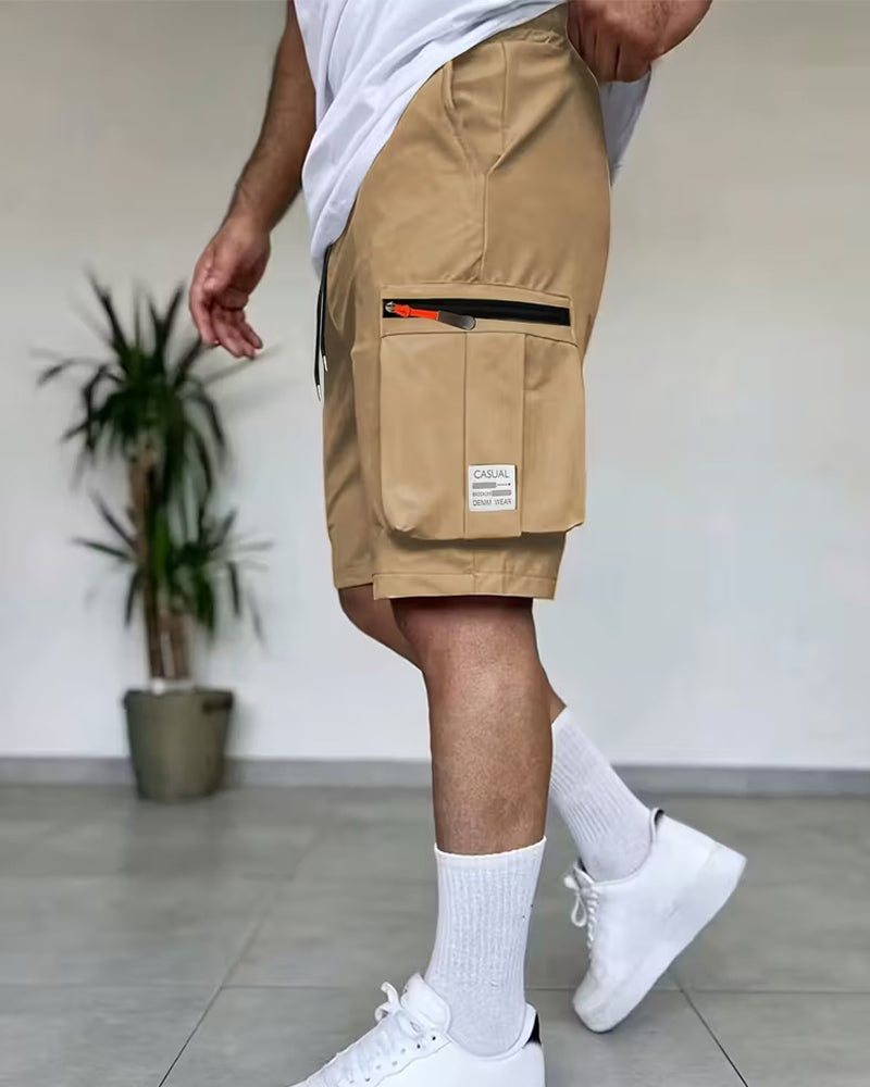 Herrer Bukse Ensfarget Loose Fit Kort Cargo