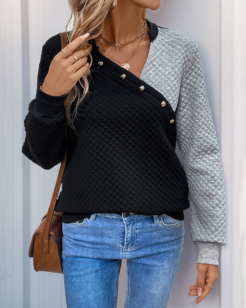 Genser med avslappet fargeblokkering og lange ermer