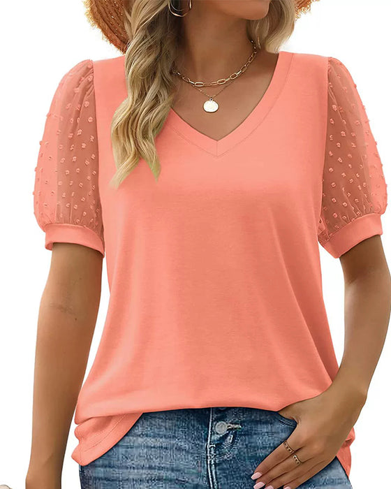 Bluse Ensfarget Mesh Pufferme