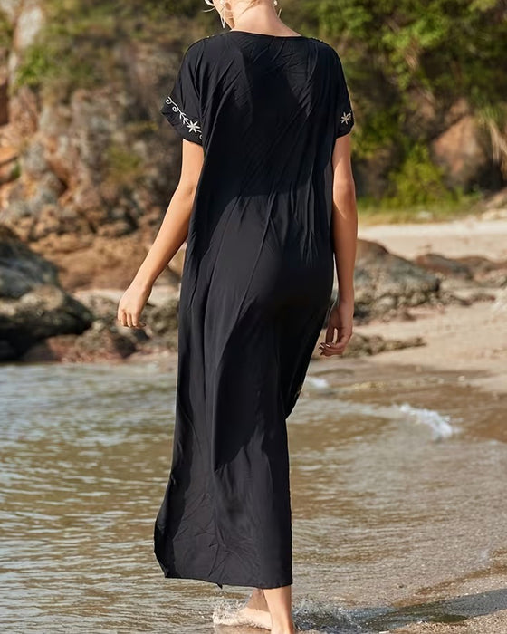 Kjole Etnisk Stil Retro Kortermet