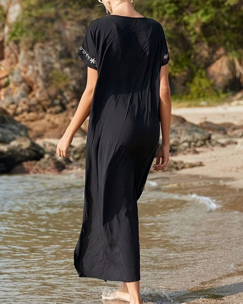 Kjole Etnisk Stil Retro Kortermet