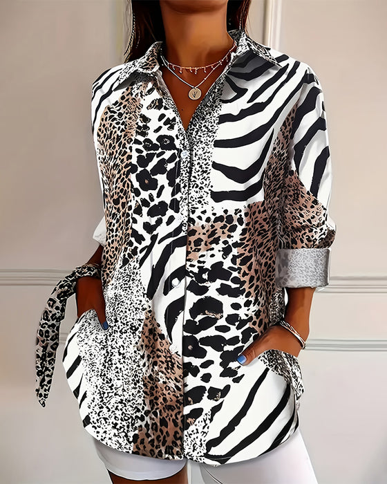 Bluse Sebra Og Leopard Trykk Løs
