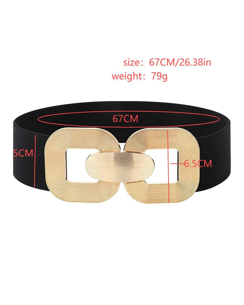 Vintage Gullspenne Høyelastisk Lærbelte For Kvinner