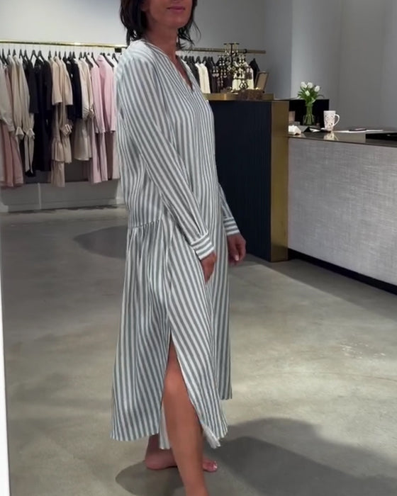 Kjole Stripete Sidesplitt Maxi