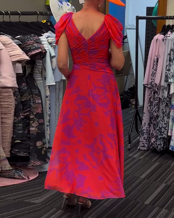 Plissert kjole med slits