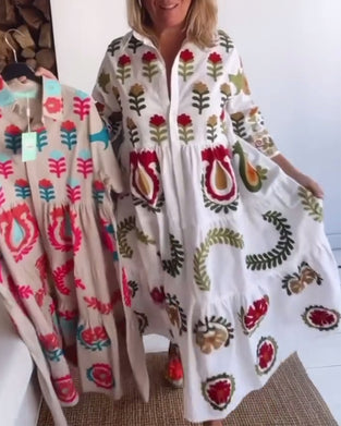 Kjole Blomstret Grafisk Trykk