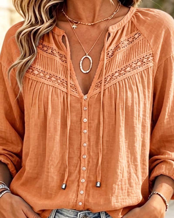Bluse Casual Hollow Out Blonder