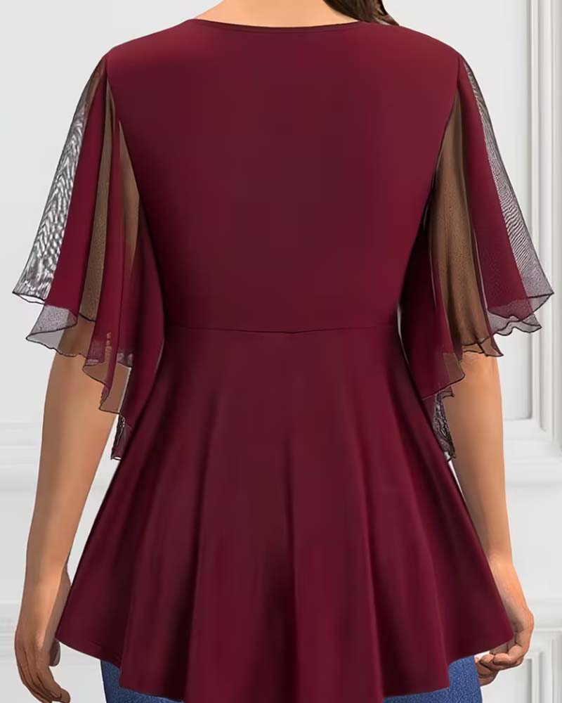 V‑Hals Enfarget Bluse