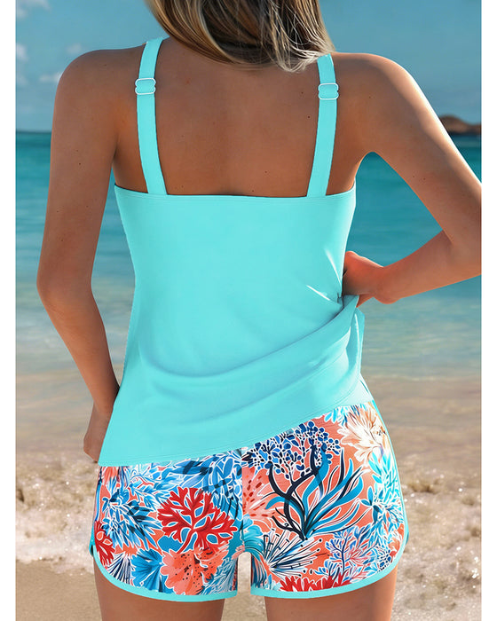 Tankini Ermløs Singlet Trykte Shorts