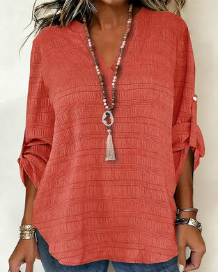 Topp Teksturert V-Hals Justerbar Erme