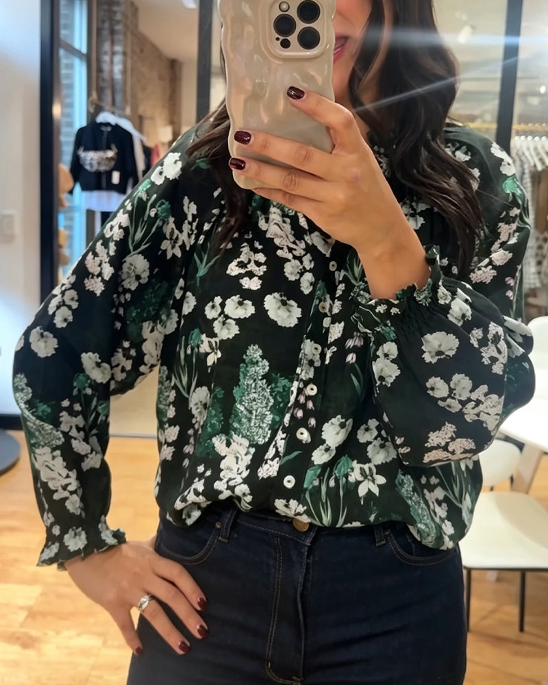 Bluse Avslappet Langermet Trykt
