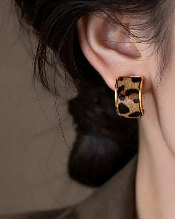 Dame Leopardmønster Geometrisk Statement Ringerøredobber