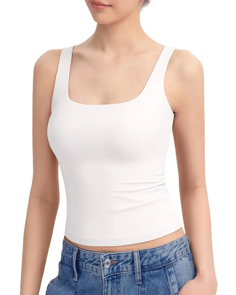 Tank Topp A Ensfarget Firkantet Hals