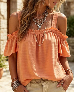 Bluse Kamisol Ruffle Off-Shoulder