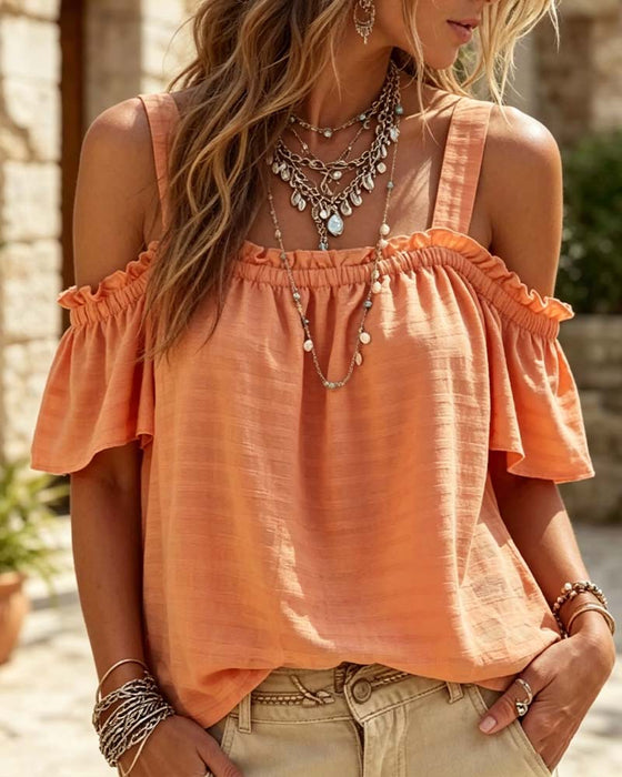 Bluse Kamisol Ruffle Off-Shoulder