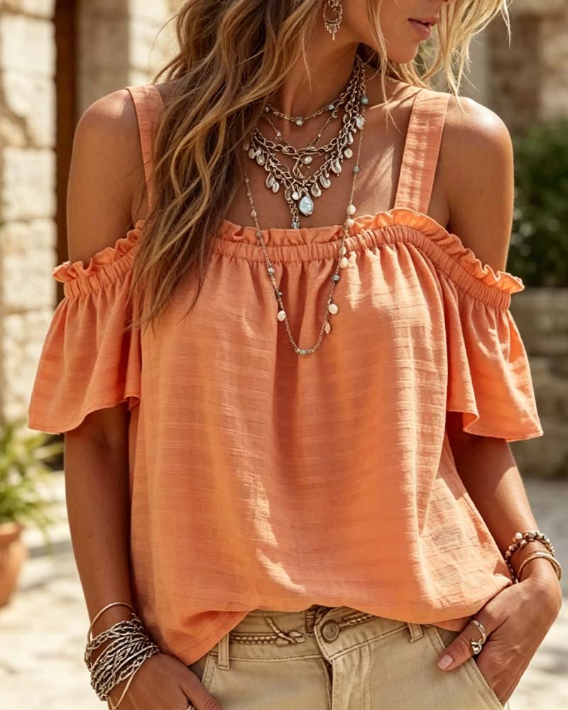 Bluse Kamisol Ruffle Off-Shoulder