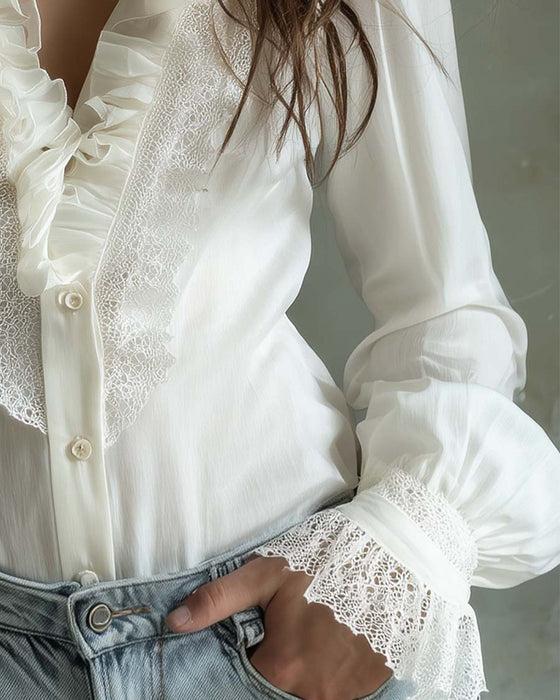 Bluse Ståkrage Knipling Lappeteppe