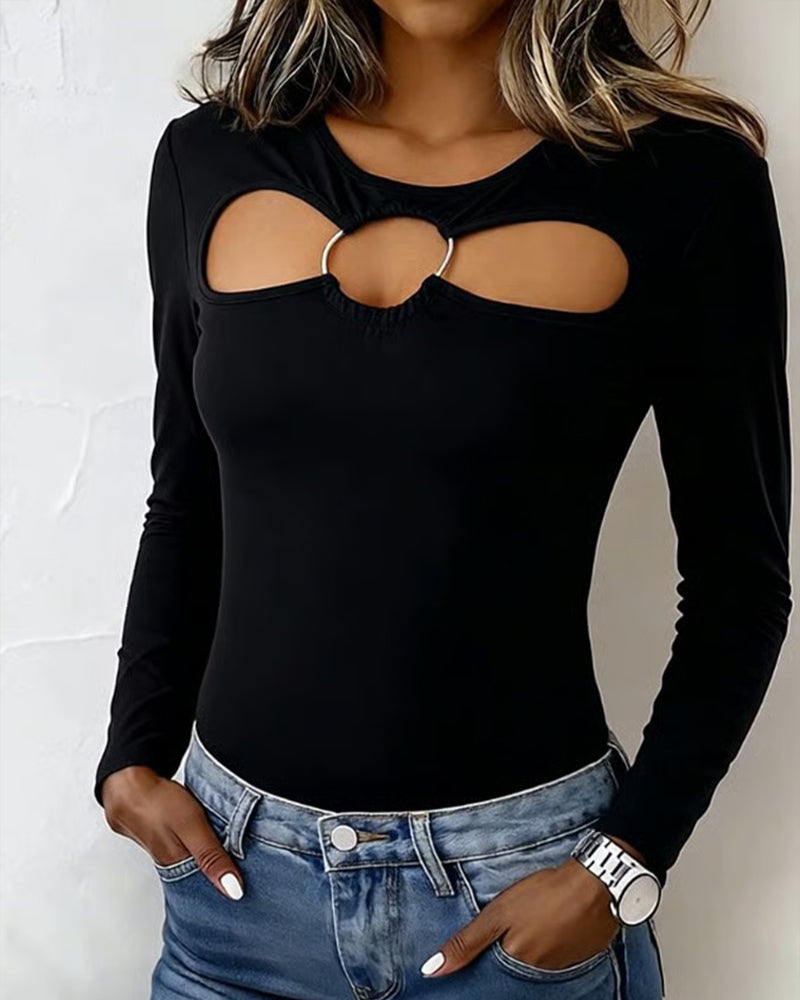 T-Skjorte Gjennombrutt Ringspenne Slim-Fit