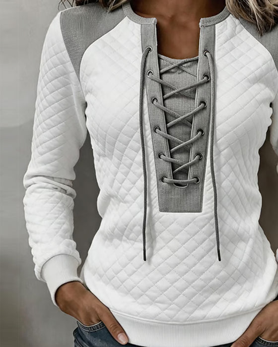 Sweatshirt Snøring Slimfit Fargeblokk