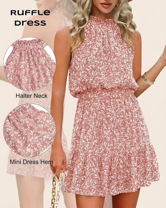 Kjole Blomstret Halter Midje