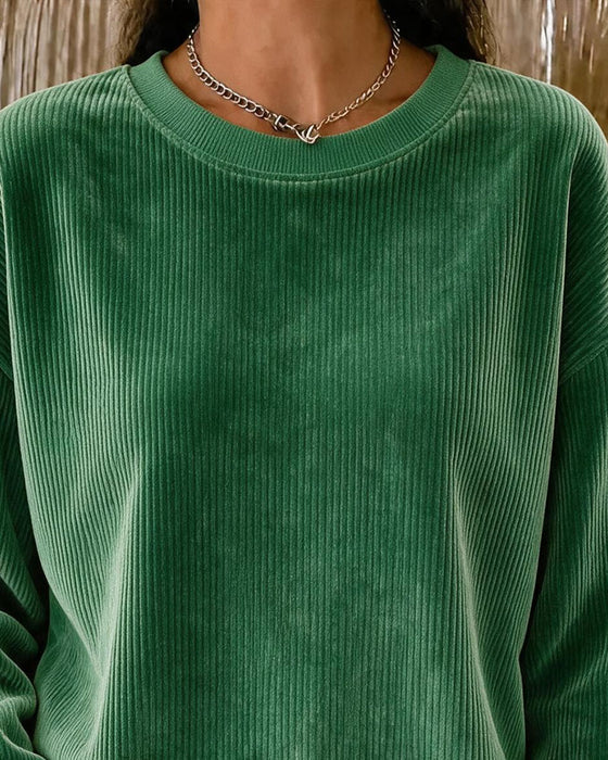 Sweatshirt Kordfløyel Rund Hals