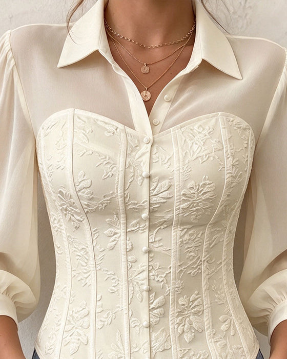Bluse Slag Knappet Midje Slim Fit