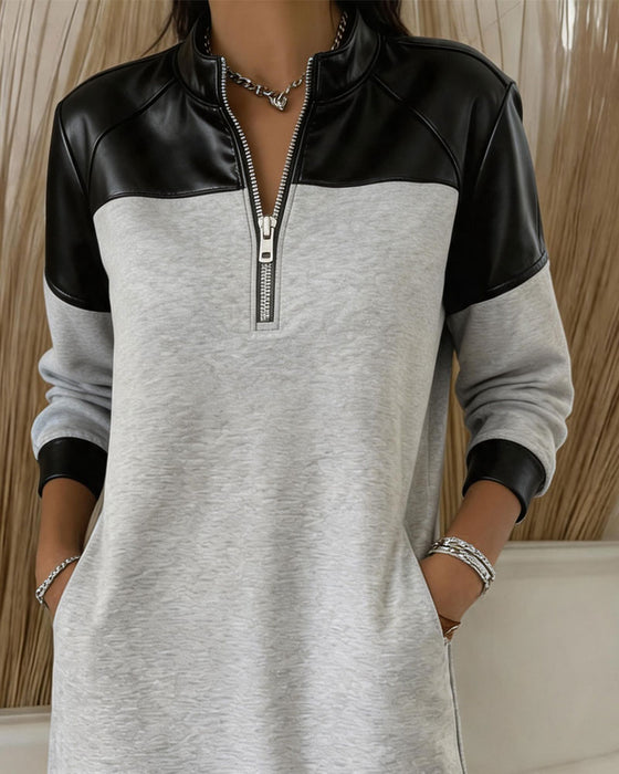 Kjole Halv Glidelås Casual Sweatshirt