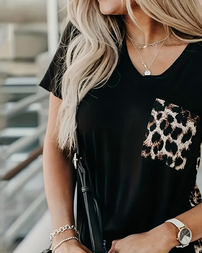 T-Skjorte Leopard Trykk Kortermet