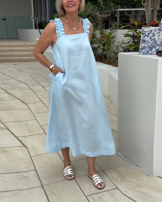 Kjole Firkantet Utringning Ermløs