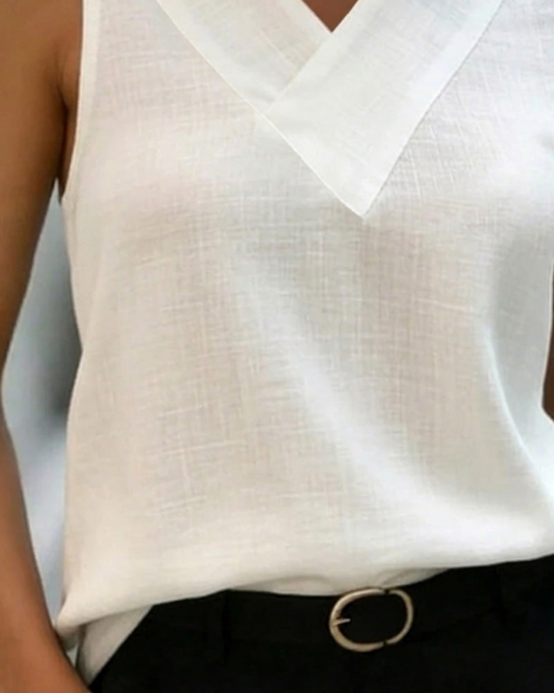 Tank Top Ermeløs V-Hals Kors