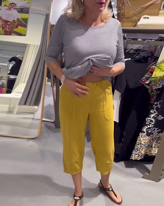 Bukser Avslappede Avsmalnede Bomull Og Lin Kort