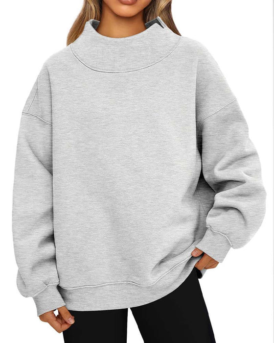 Sweatshirt Drop Skulder Solid Lang Erme