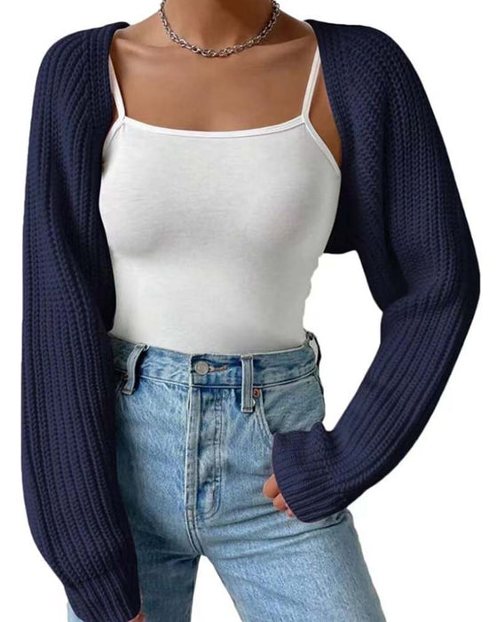 Cardigan Solid Farge Lang Erme Kort