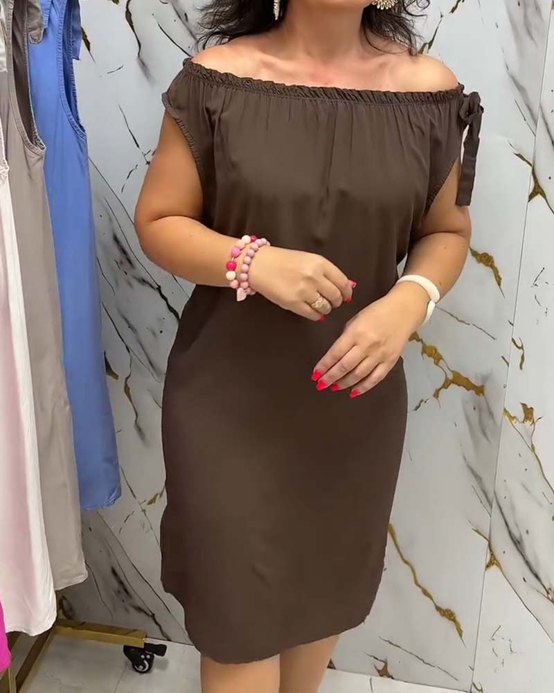 Kjole Off-Shoulder Slips Solid