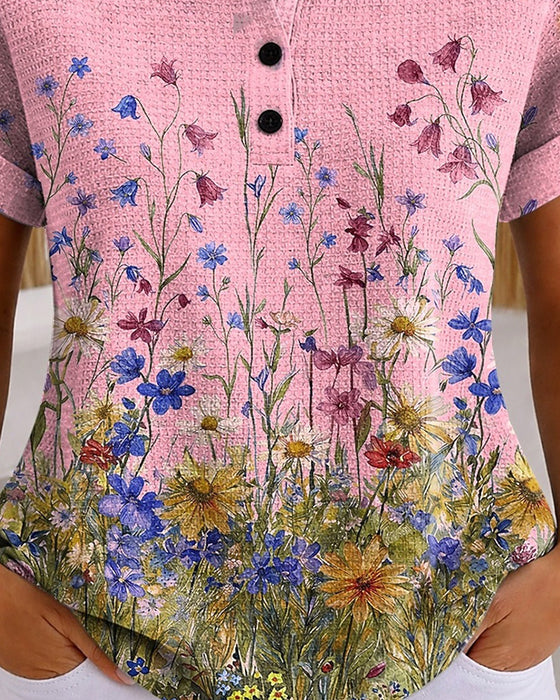 Topp Henley Viltblomst Daisy Vaffel