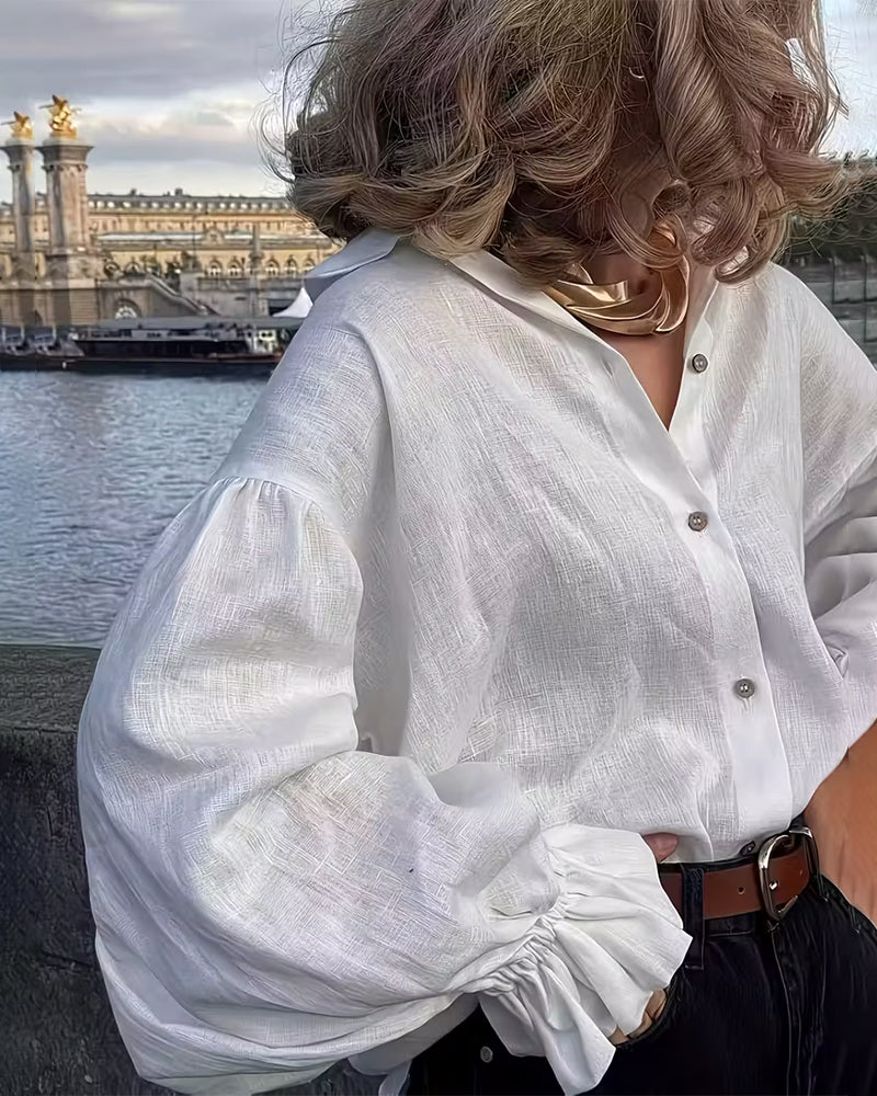 Skjorte Løs Passform Rysj Skuldererm