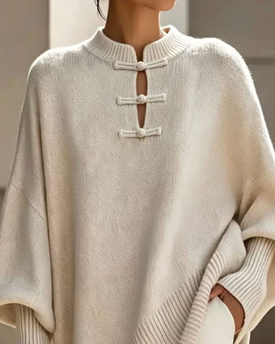 Pullover Mandarin Knute Knapp Loose Fit Cape