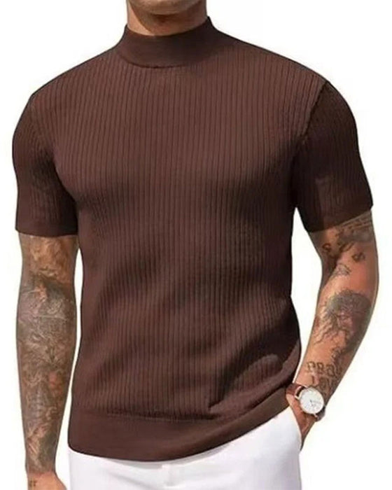 T-Shirt Mock Neck Herre Kort Erme