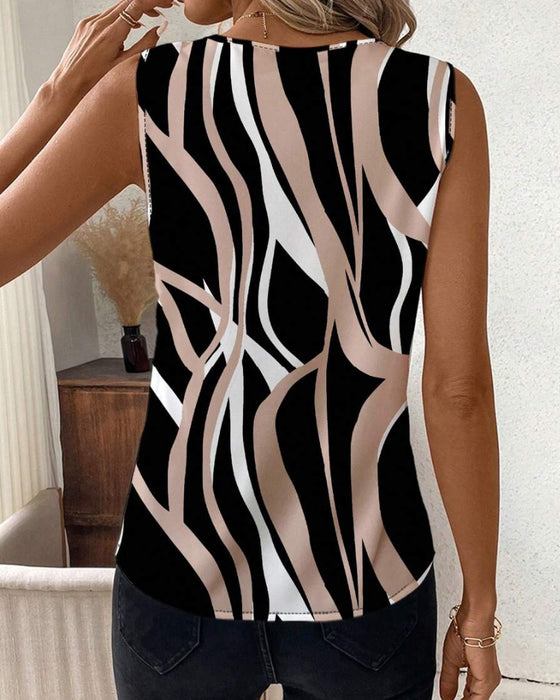 Vest V-hals Blomstret Uten Ermer