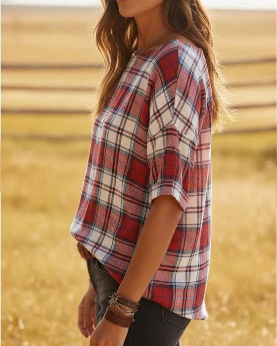 Bluser Rundhals Tartan
