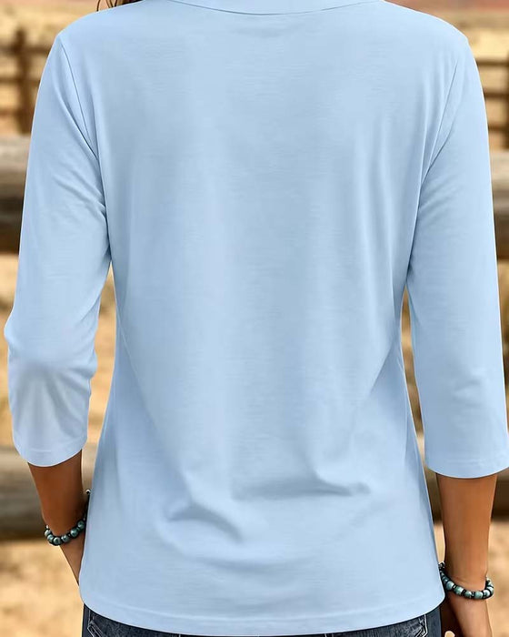 Topp Crew Hals Patchwork Asymmetrisk Fald