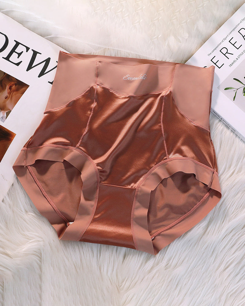 Dames Truse Med Høy Midje Is-Silke Sateng Sømløs Sexy Løft Og Magekontroll