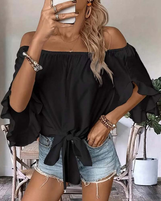 Bluse Bandage Off-Shoulder Rynket Erme