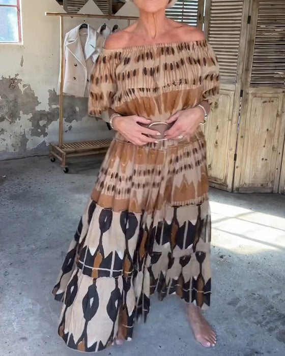 Kjoler Off-Shoulder Firkantet Hals Løs Trykk