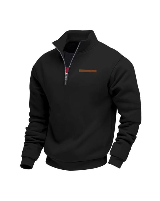 Sweatshirt Ensfarget Ståkrage Glidelås