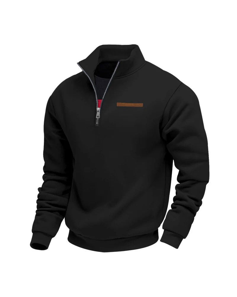 Sweatshirt Ensfarget Ståkrage Glidelås