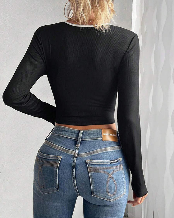 Bluse Med Lange Ermer Og Smal Passform