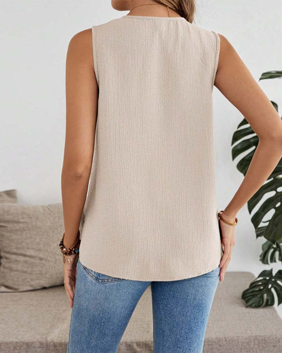 Tank Topp V-Hals Dobbel Lag Løs