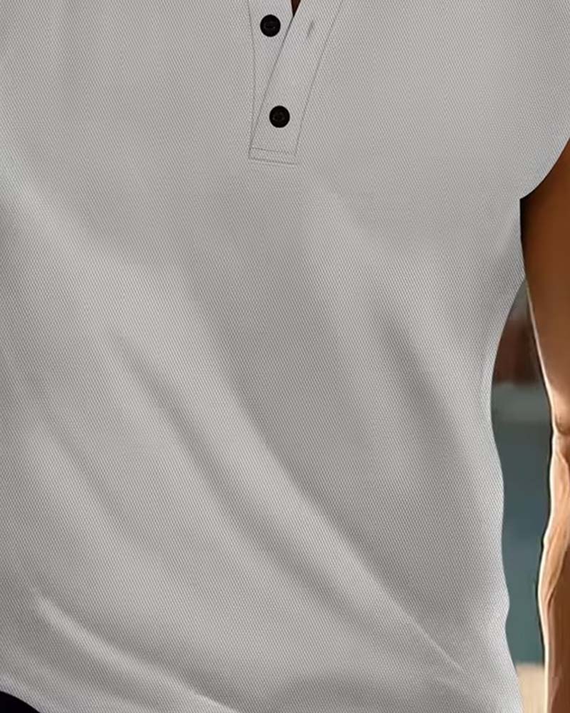 Tanktop Menn Henley Ensfarget Sport